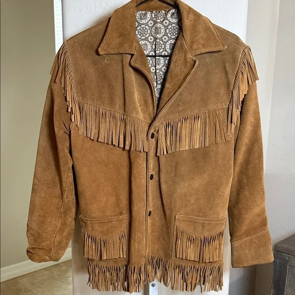 JOO KAY KIDS VINTAGE GENUINE SUEDE LEATHER FRINGE JACKET - Picture 1 of 9